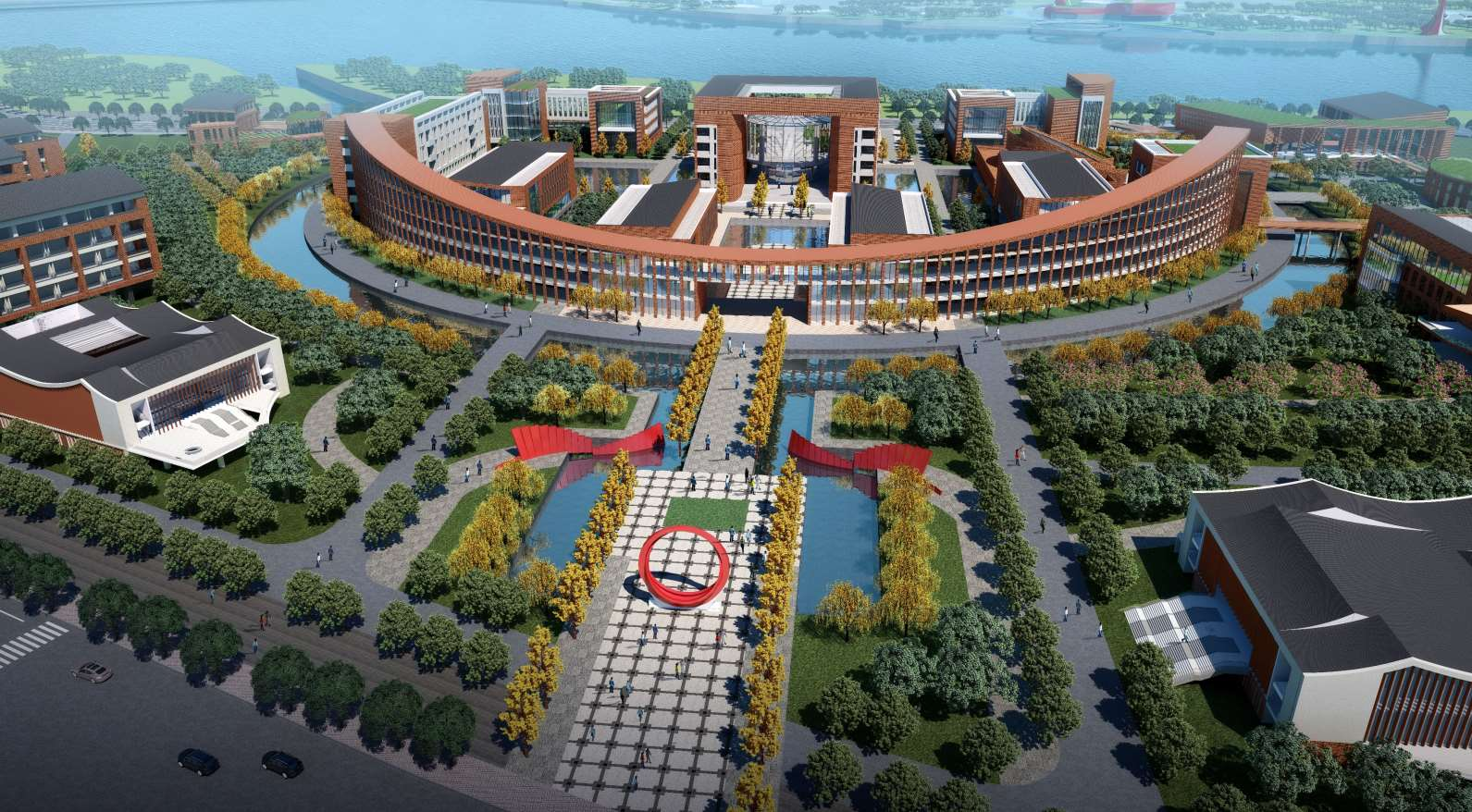 长征学院东西轴线鸟瞰图   近日,中建五局总承包公司中标于都红色文化